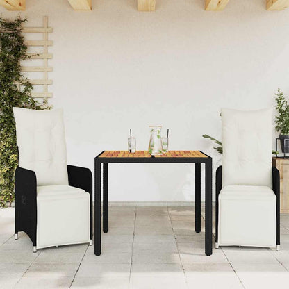 5Dílný Zahradní Bistro Set S Poduškami Černý Polyratan