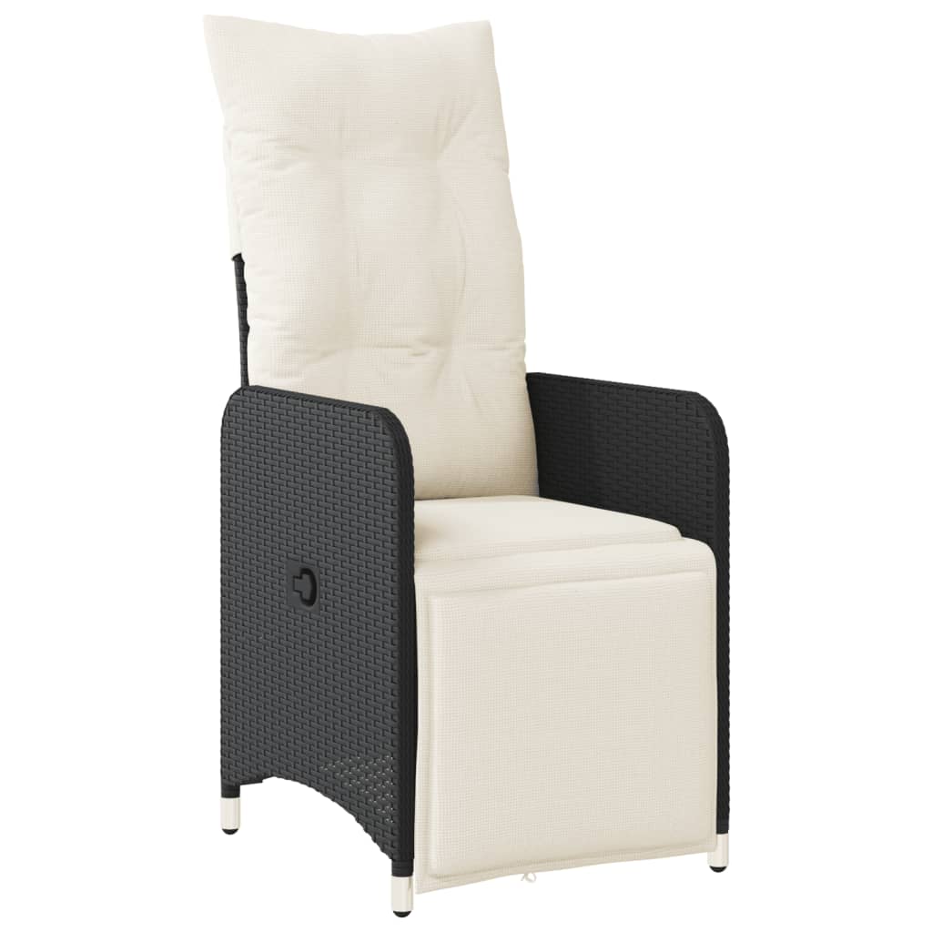 7Dílný Zahradní Bistro Set S Poduškami Černý Polyratan