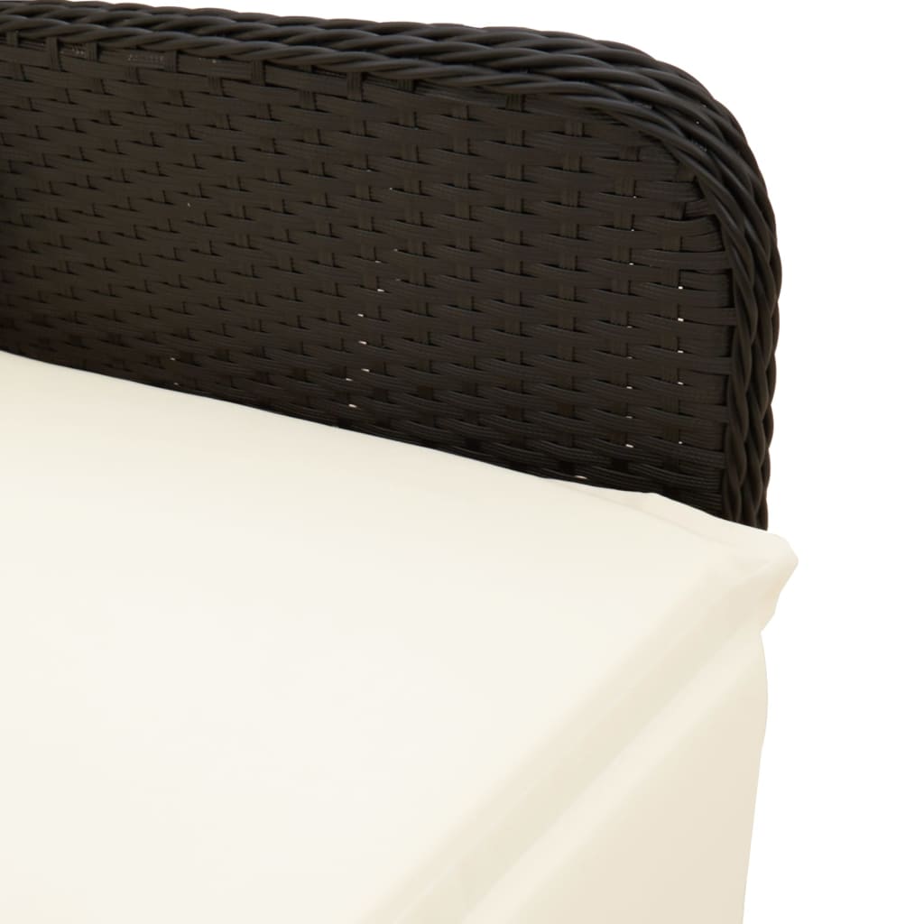 7Dílný Zahradní Bistro Set S Poduškami Černý Polyratan