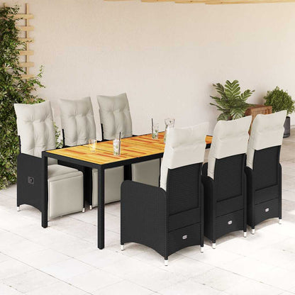 5Dílný Zahradní Bistro Set S Poduškami Černý Polyratan