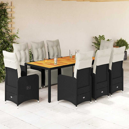 5Dílný Zahradní Bistro Set S Poduškami Černý Polyratan