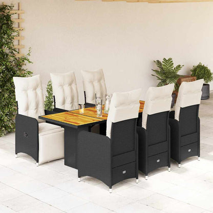 5Dílný Zahradní Bistro Set S Poduškami Černý Polyratan