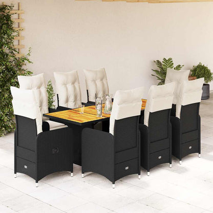 5Dílný Zahradní Bistro Set S Poduškami Černý Polyratan