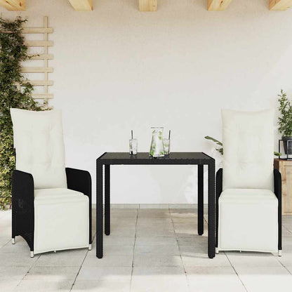 5Dílný Zahradní Bistro Set S Poduškami Černý Polyratan