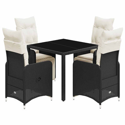 5Dílný Zahradní Bistro Set S Poduškami Černý Polyratan