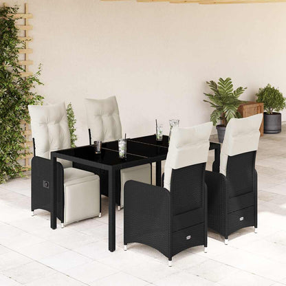 5Dílný Zahradní Bistro Set S Poduškami Černý Polyratan