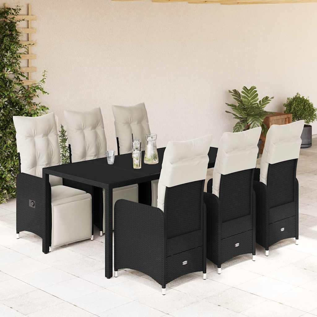 5Dílný Zahradní Bistro Set S Poduškami Černý Polyratan
