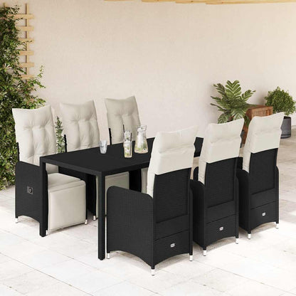 5Dílný Zahradní Bistro Set S Poduškami Černý Polyratan