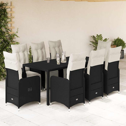 5Dílný Zahradní Bistro Set S Poduškami Černý Polyratan
