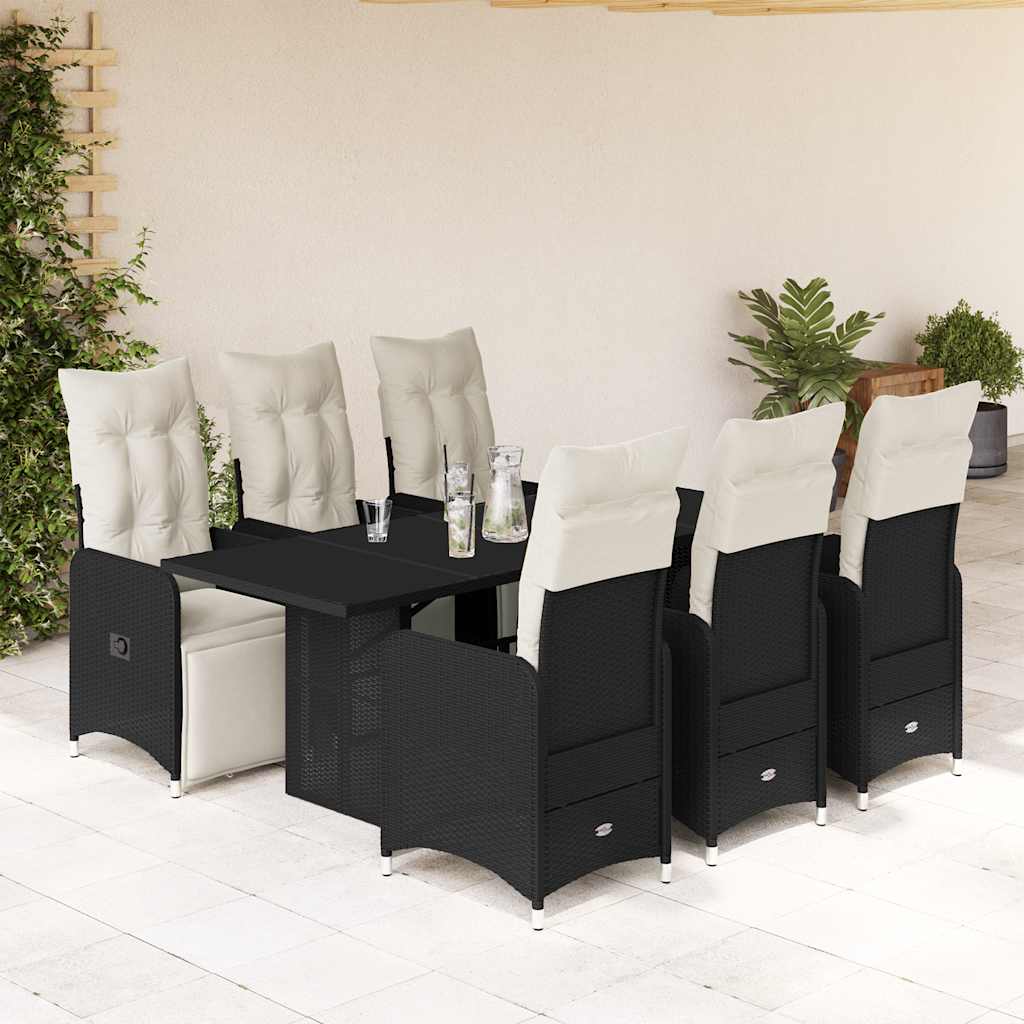 5Dílný Zahradní Bistro Set S Poduškami Černý Polyratan