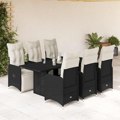 5Dílný Zahradní Bistro Set S Poduškami Černý Polyratan