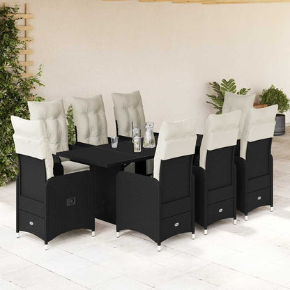 5Dílný Zahradní Bistro Set S Poduškami Černý Polyratan