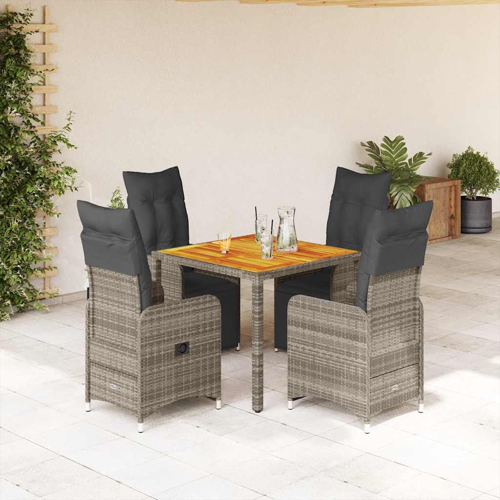 3Dílný Zahradní Bistro Set S Poduškami Šedý Polyratan