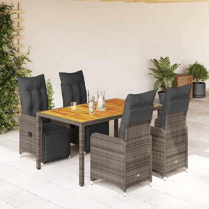 3Dílný Zahradní Bistro Set S Poduškami Šedý Polyratan