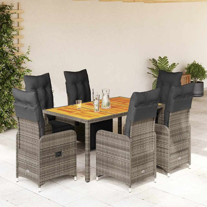 3Dílný Zahradní Bistro Set S Poduškami Šedý Polyratan