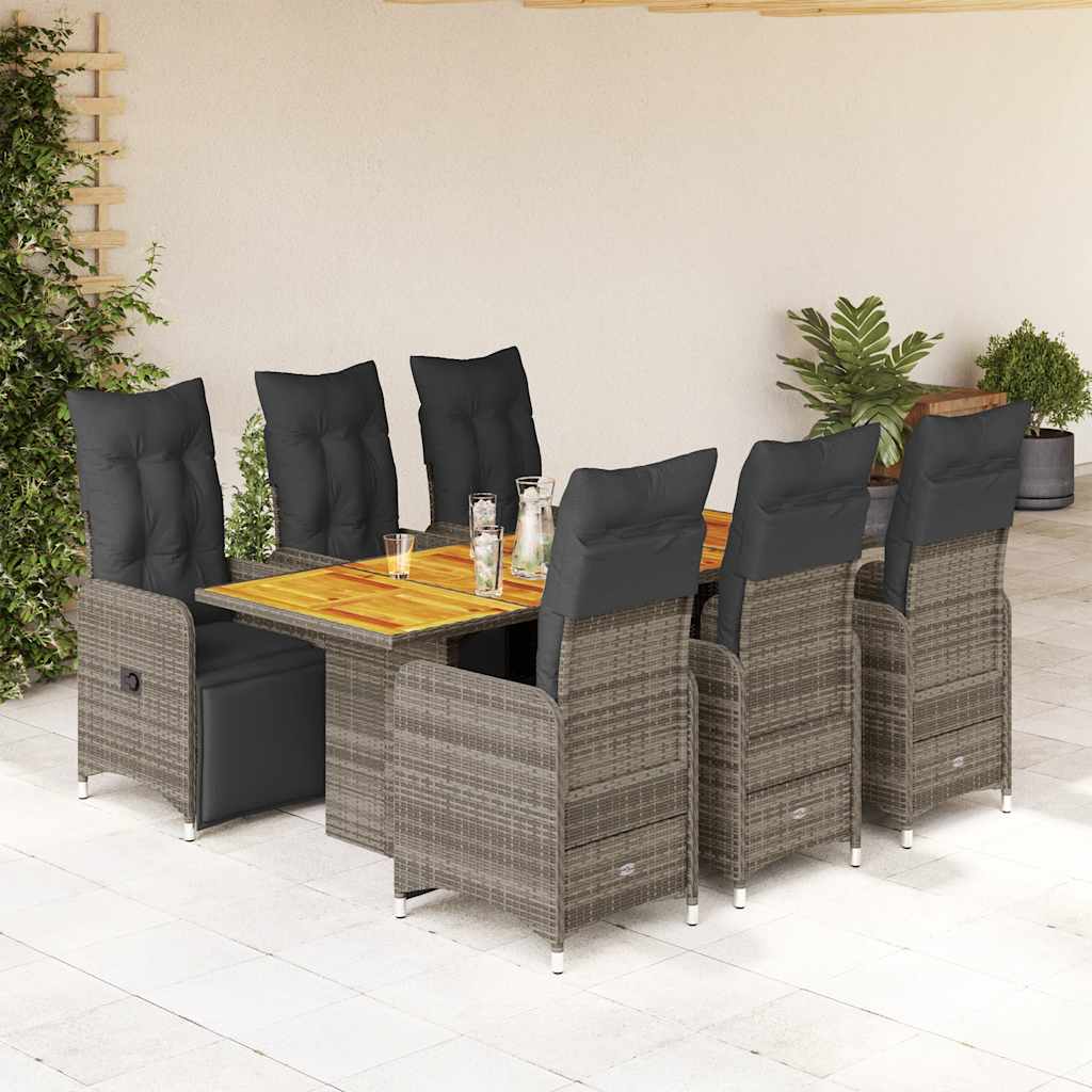 3Dílný Zahradní Bistro Set S Poduškami Šedý Polyratan