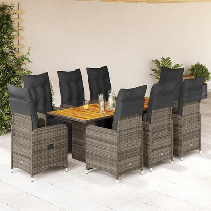 3Dílný Zahradní Bistro Set S Poduškami Šedý Polyratan