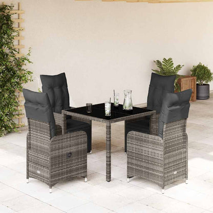 3Dílný Zahradní Bistro Set S Poduškami Šedý Polyratan