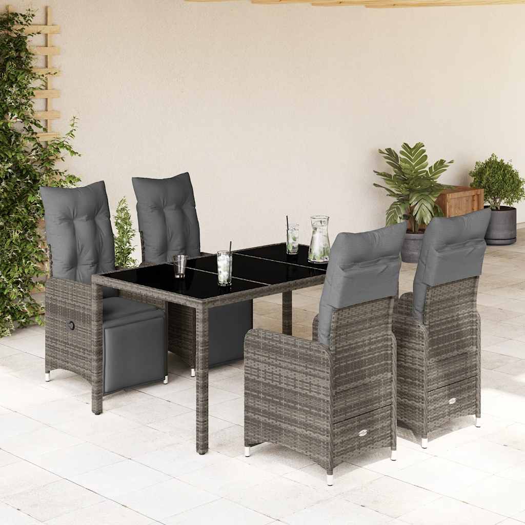 3Dílný Zahradní Bistro Set S Poduškami Šedý Polyratan