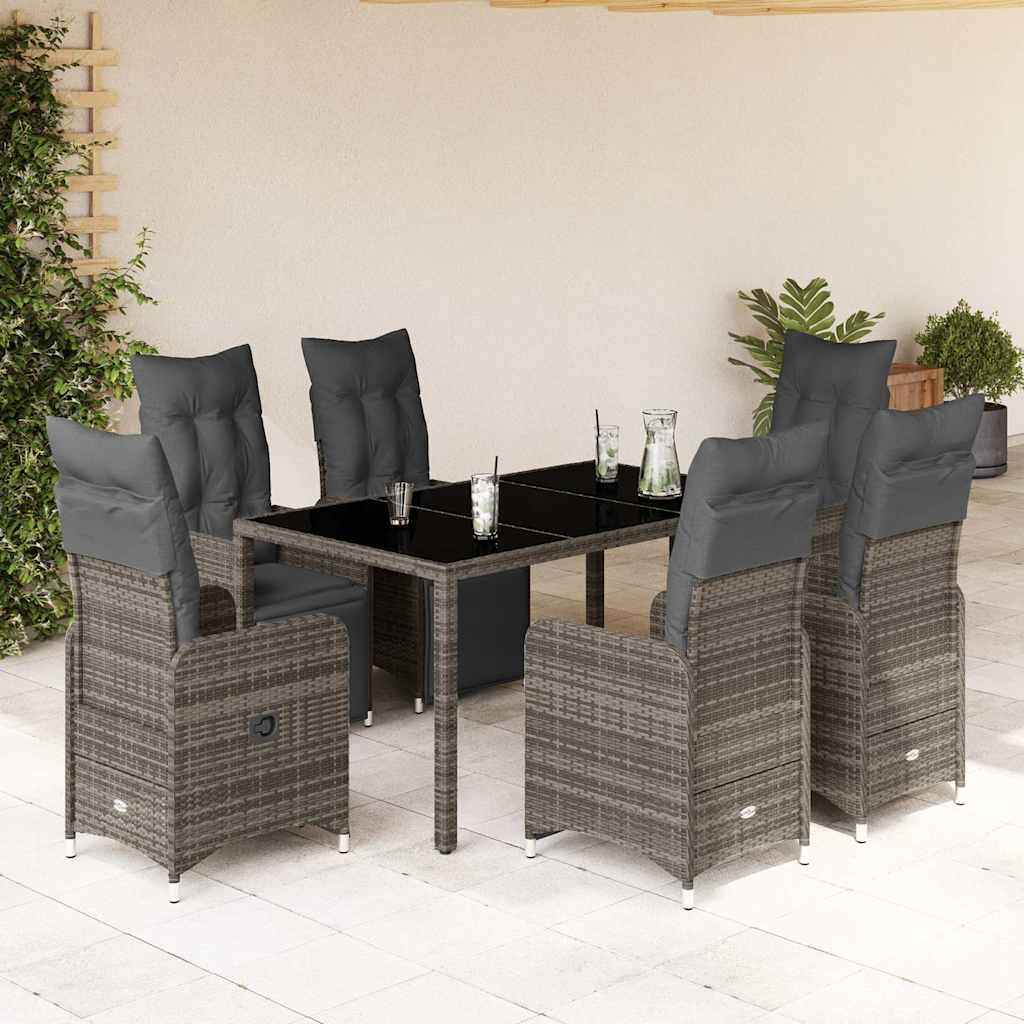 3Dílný Zahradní Bistro Set S Poduškami Šedý Polyratan