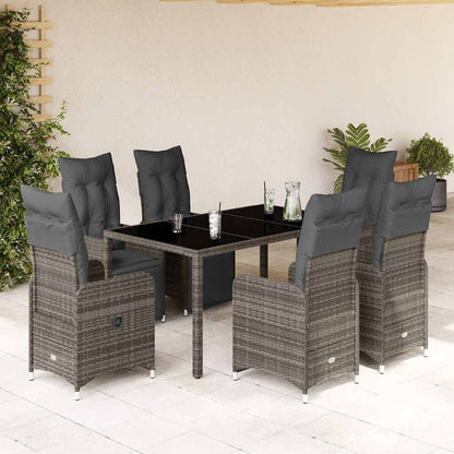 3Dílný Zahradní Bistro Set S Poduškami Šedý Polyratan