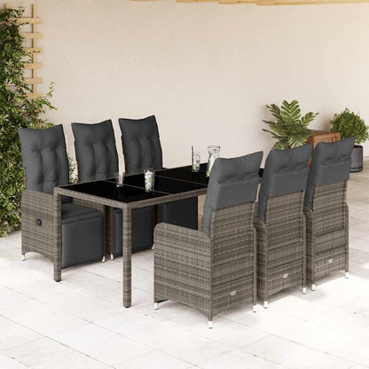 3Dílný Zahradní Bistro Set S Poduškami Šedý Polyratan