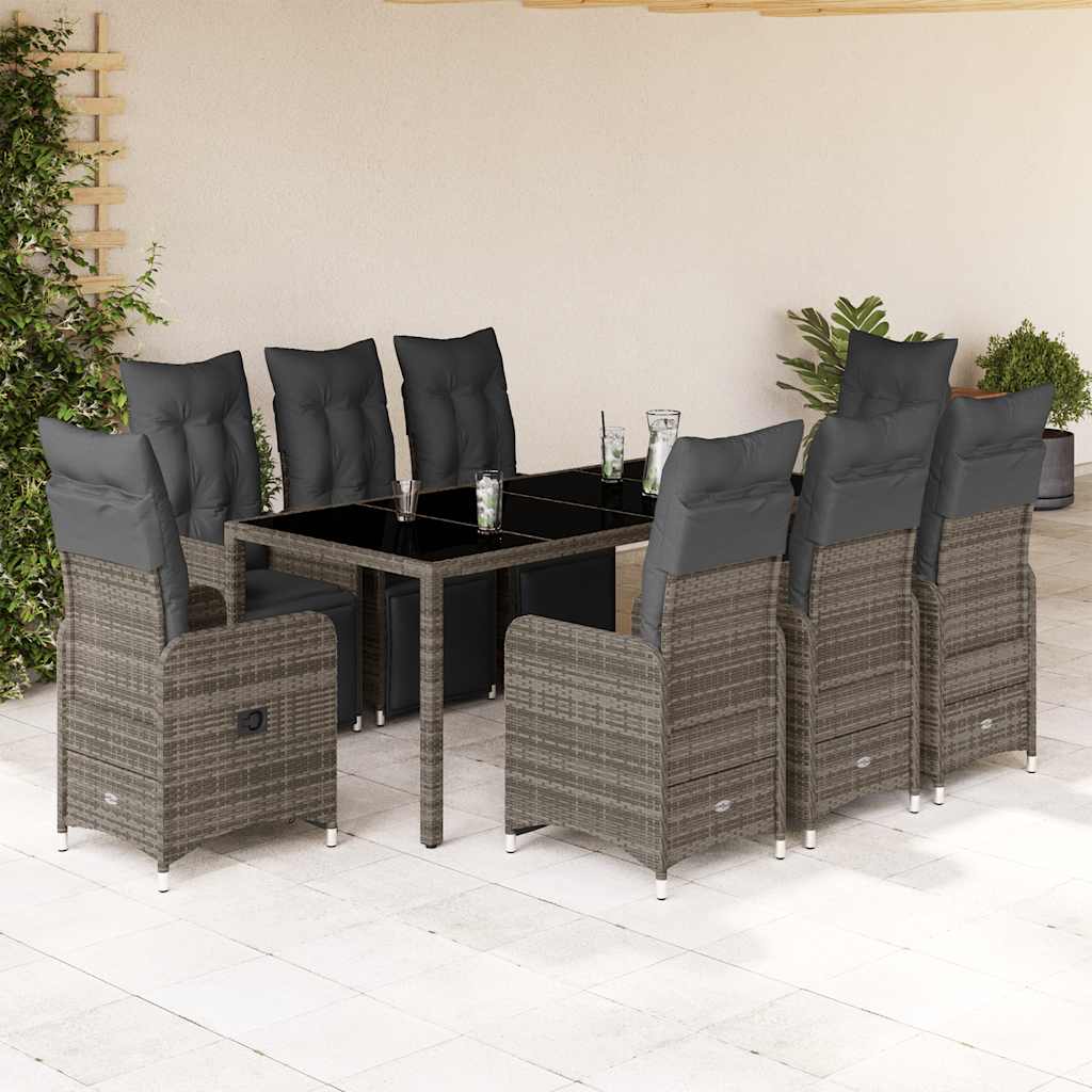 3Dílný Zahradní Bistro Set S Poduškami Šedý Polyratan