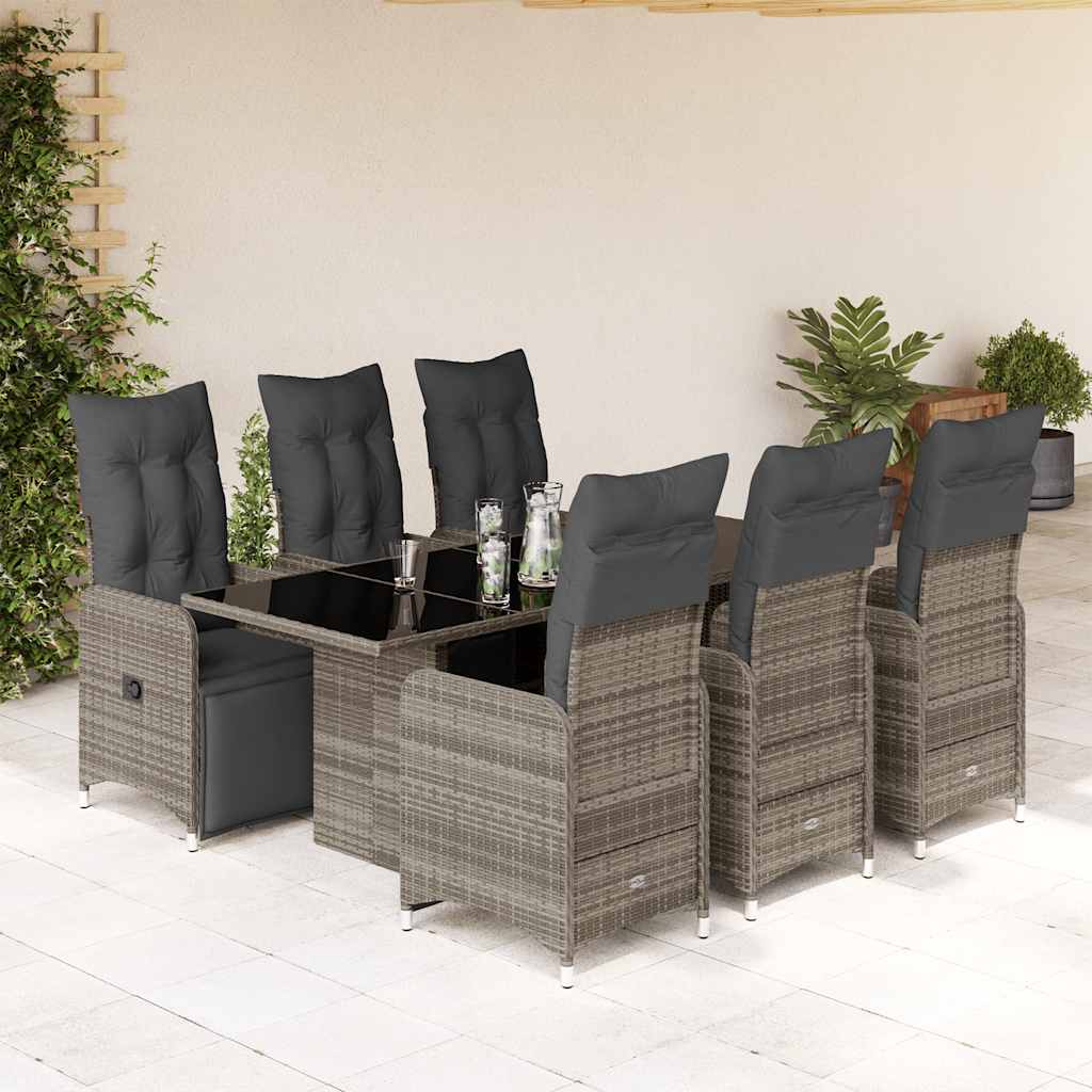 3Dílný Zahradní Bistro Set S Poduškami Šedý Polyratan