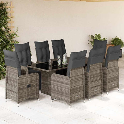 3Dílný Zahradní Bistro Set S Poduškami Šedý Polyratan