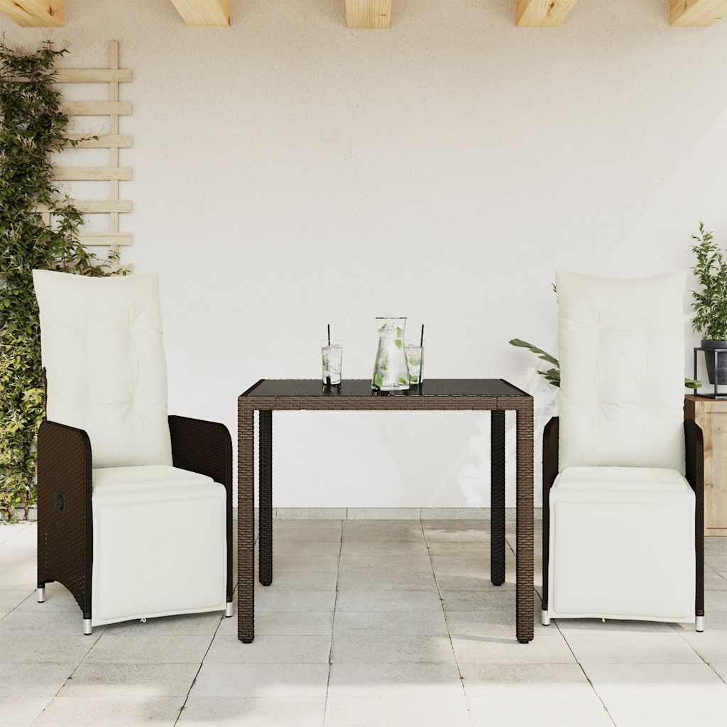 5Dílný Zahradní Bistro Set S Poduškami Hnědý Polyratan