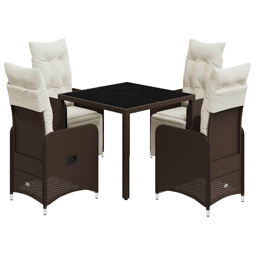 5Dílný Zahradní Bistro Set S Poduškami Hnědý Polyratan