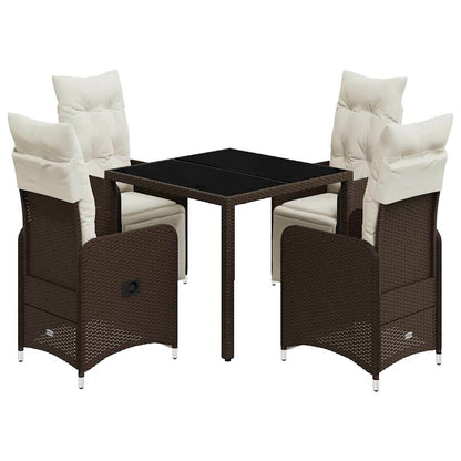 5Dílný Zahradní Bistro Set S Poduškami Hnědý Polyratan
