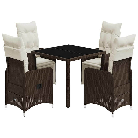 5Dílný Zahradní Bistro Set S Poduškami Hnědý Polyratan