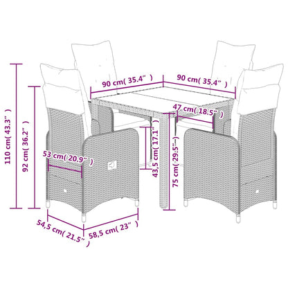 5Dílný Zahradní Bistro Set S Poduškami Hnědý Polyratan