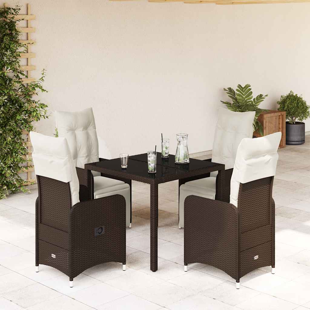 5Dílný Zahradní Bistro Set S Poduškami Hnědý Polyratan