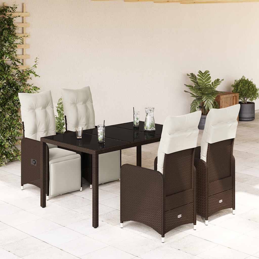 5Dílný Zahradní Bistro Set S Poduškami Hnědý Polyratan