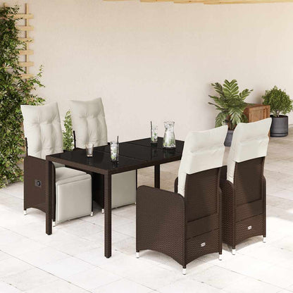 5Dílný Zahradní Bistro Set S Poduškami Hnědý Polyratan