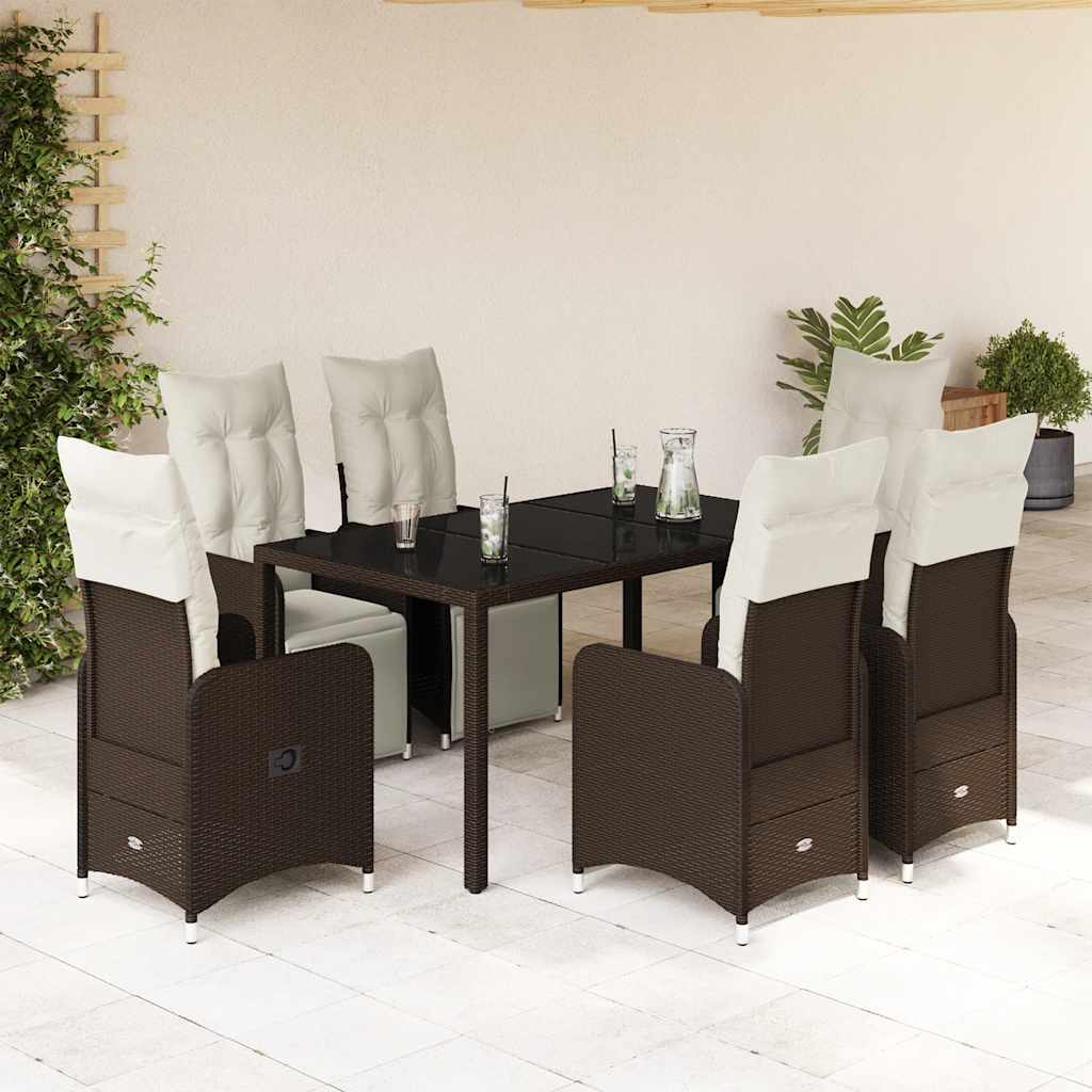 5Dílný Zahradní Bistro Set S Poduškami Hnědý Polyratan