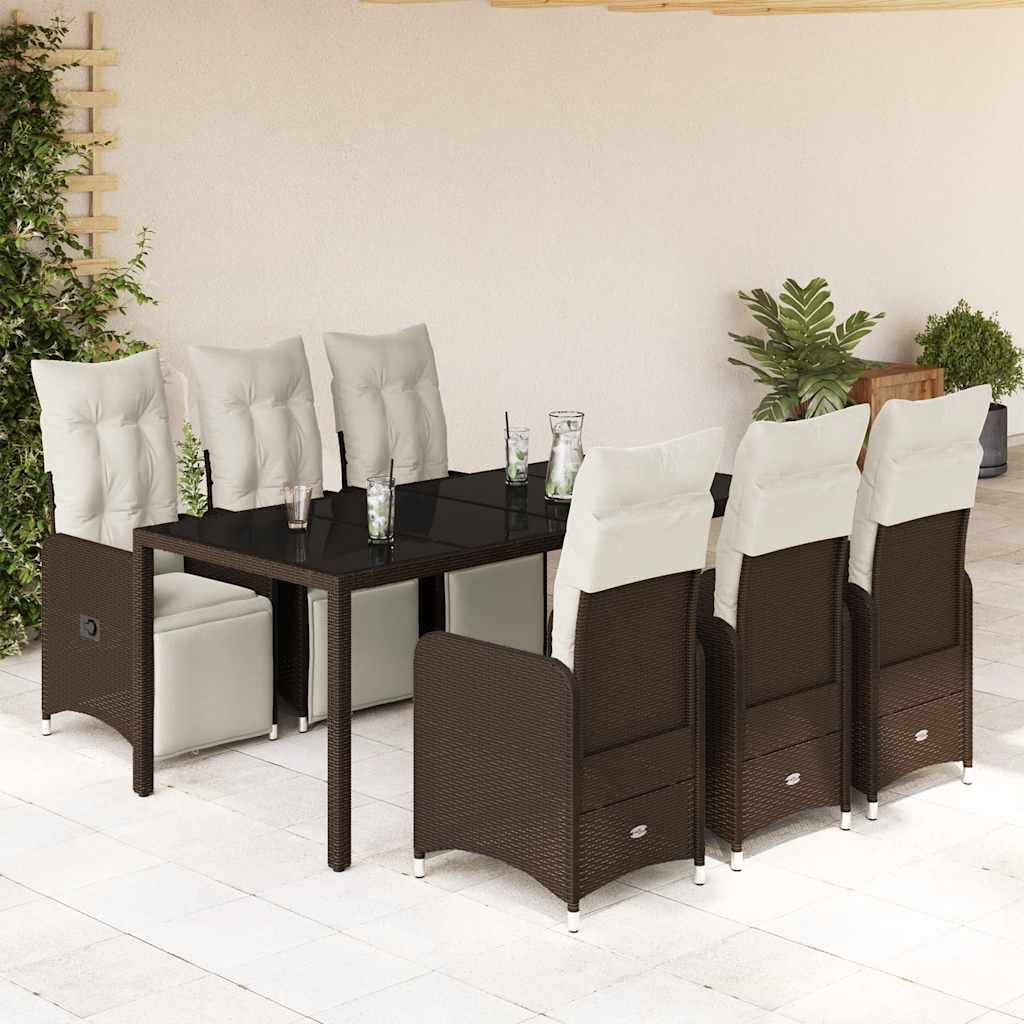 5Dílný Zahradní Bistro Set S Poduškami Hnědý Polyratan