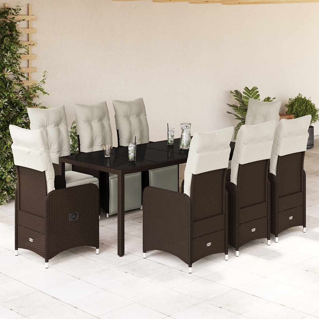 5Dílný Zahradní Bistro Set S Poduškami Hnědý Polyratan