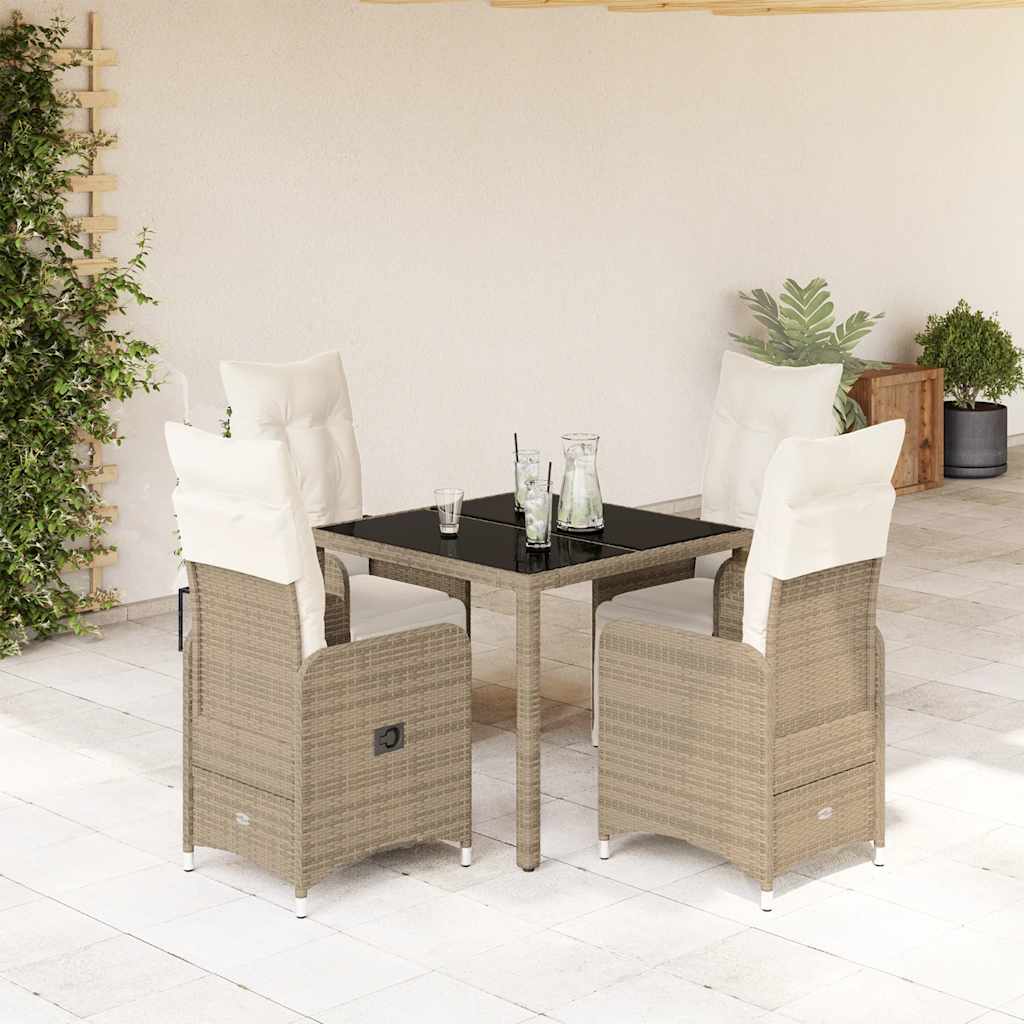 5Dílný Zahradní Bistro Set S Poduškami Hnědý Polyratan