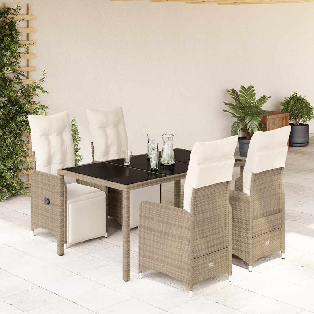 5Dílný Zahradní Bistro Set S Poduškami Hnědý Polyratan