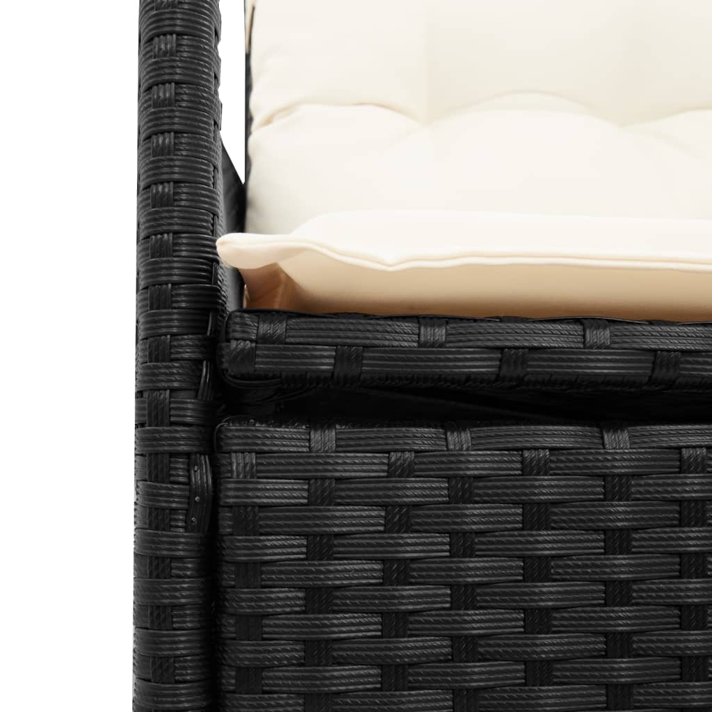 11Dílný Zahradní Bistro Set S Poduškami Černý Polyratan