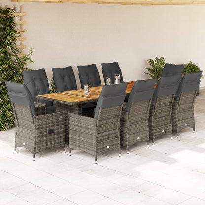 9Dílný Zahradní Bistro Set S Poduškami Šedý Polyratan