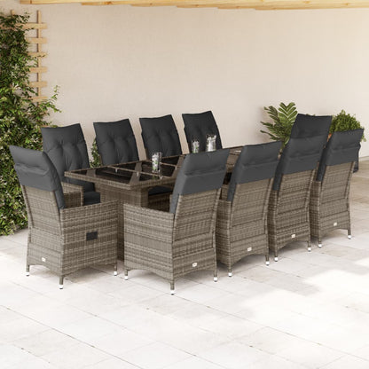 9Dílný Zahradní Bistro Set S Poduškami Šedý Polyratan