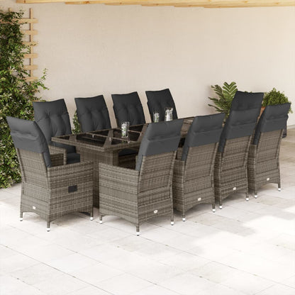9Dílný Zahradní Bistro Set S Poduškami Šedý Polyratan