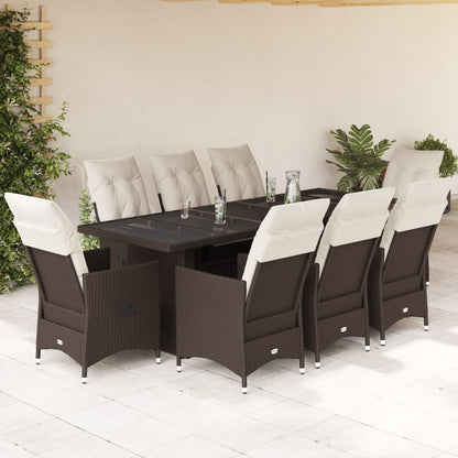 9Dílný Zahradní Bistro Set S Poduškami Hnědý Polyratan