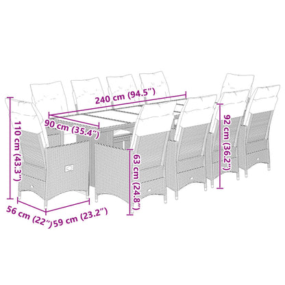 11Dílný Zahradní Bistro Set S Poduškami Béžový Polyratan