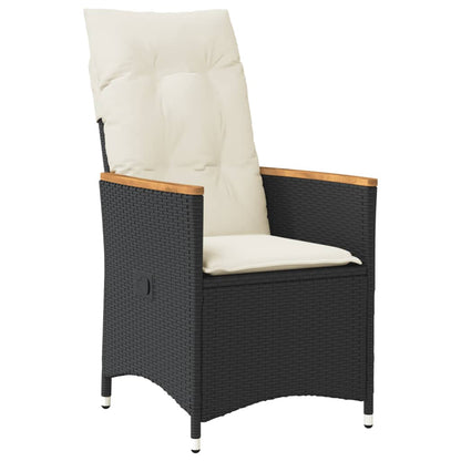 11Dílný Zahradní Bistro Set S Poduškami Černý Polyratan
