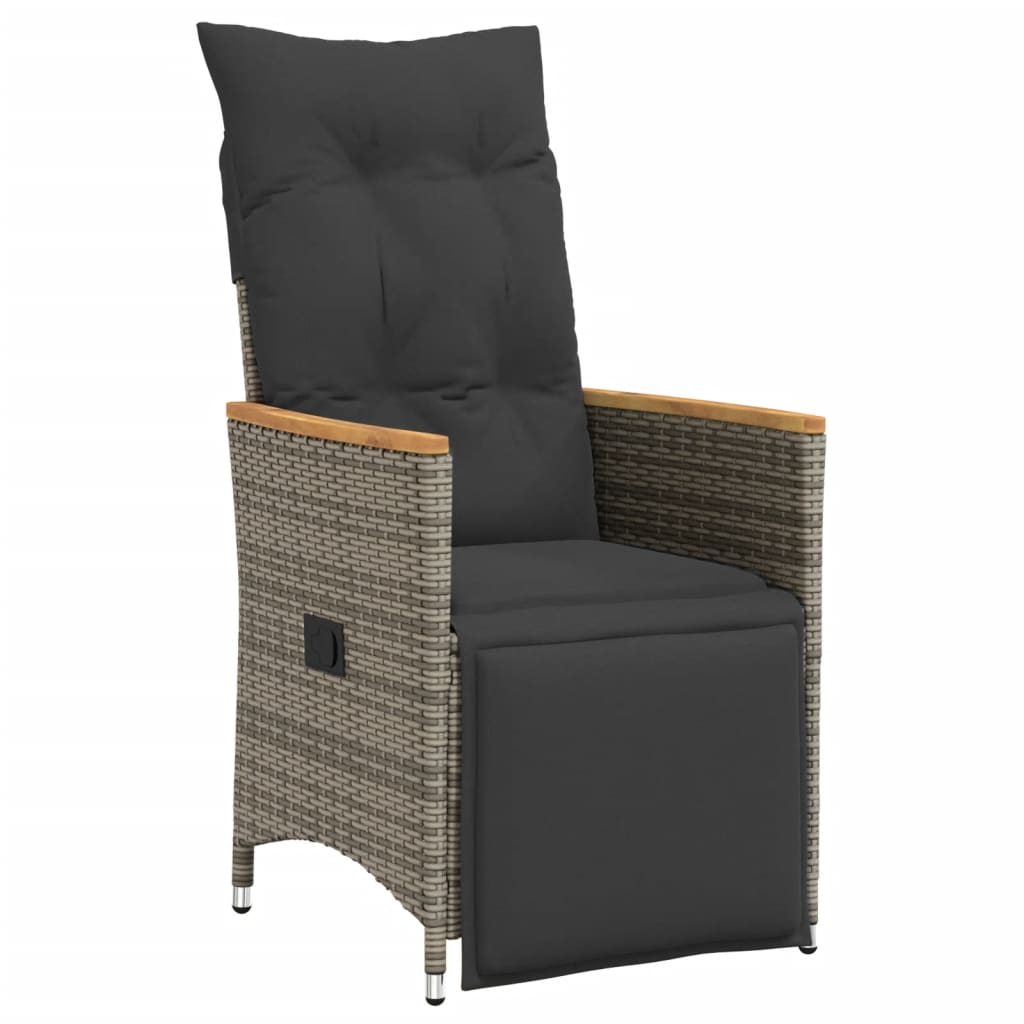 11Dílný Zahradní Bistro Set S Poduškami Šedý Polyratan